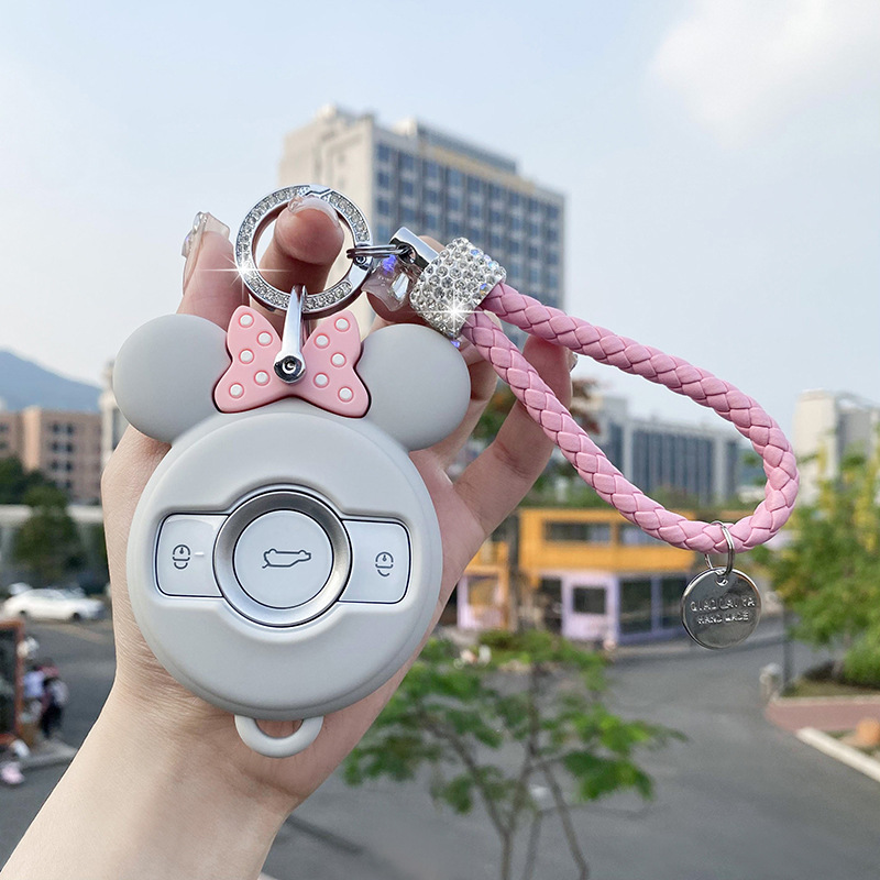 Mercedes-Benz – 2024 Mercedes-Benz Static Rod/Key Bag - smart-gray-pink-fashion-diamond-rope-buckle
