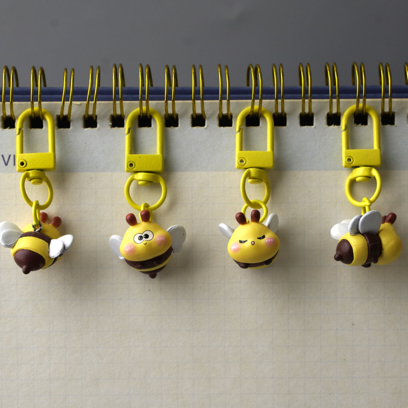 Multi-Attitude Little Bee Keychain Resin Cartoon Animal Pendant Children's Toy Bag Decoration Cross-Border Car Key