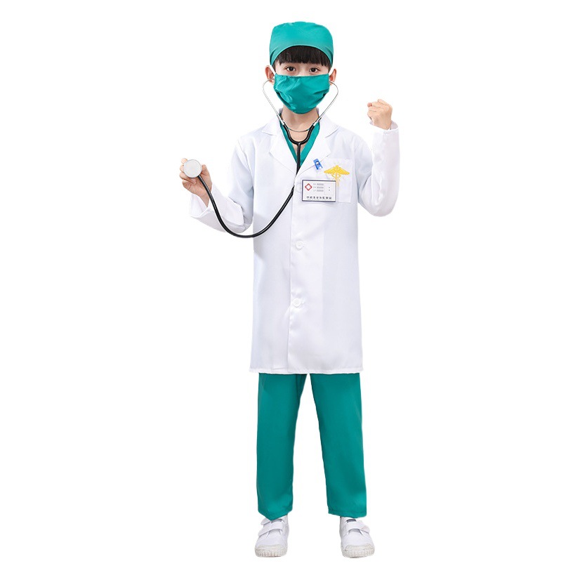 Children's White Coat Nurse Clothing Small Doctor's Surgical Clothing Children's Anti-Epidemic Male and Female Children's Retrograde Dance Performance Clothing