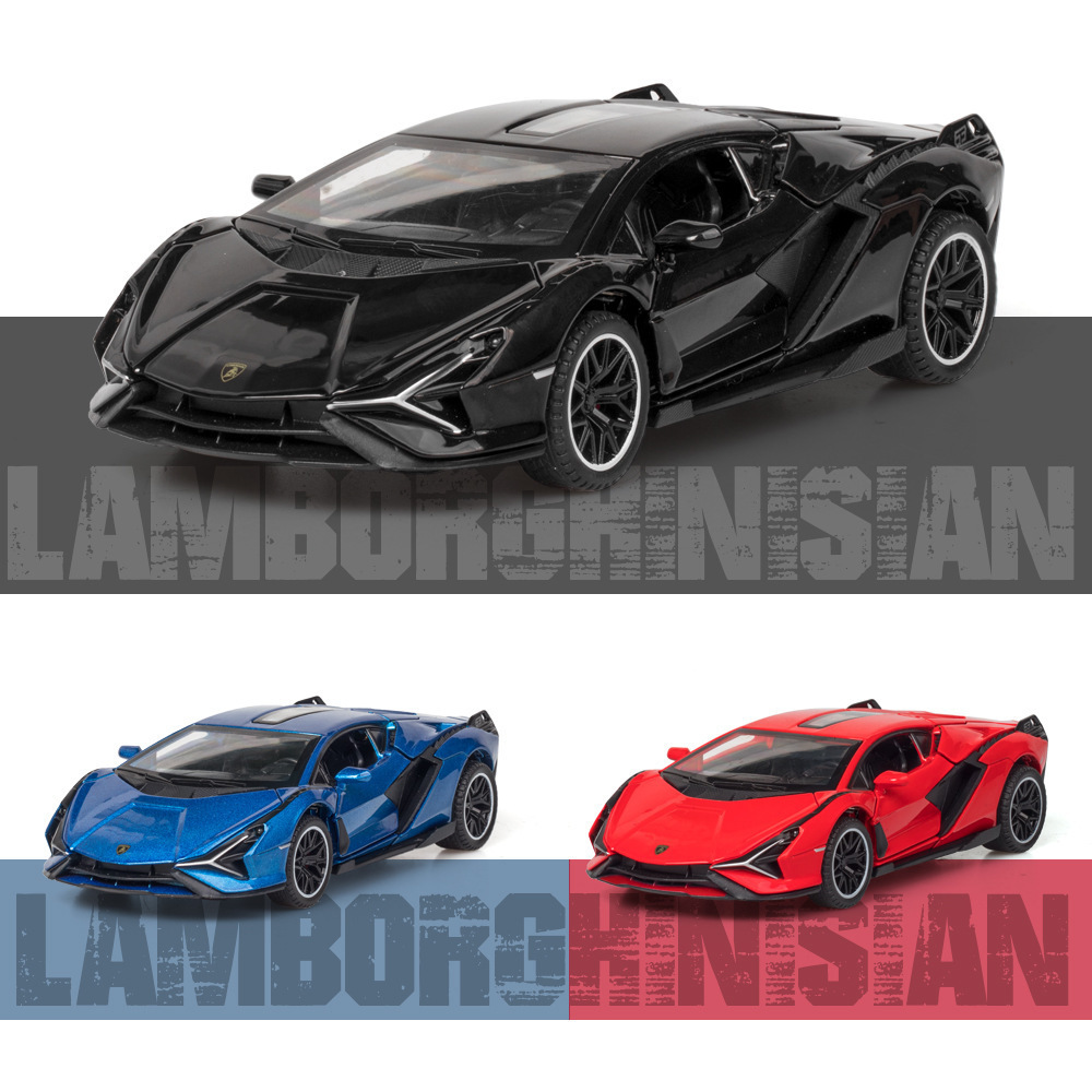 (A granel) Jiaye modelo de coche de aleación 1:32 Lanbo relámpago coche deportivo Tire hacia atrás sonido y luz apertura de la puerta Modelo de juguete adornos
