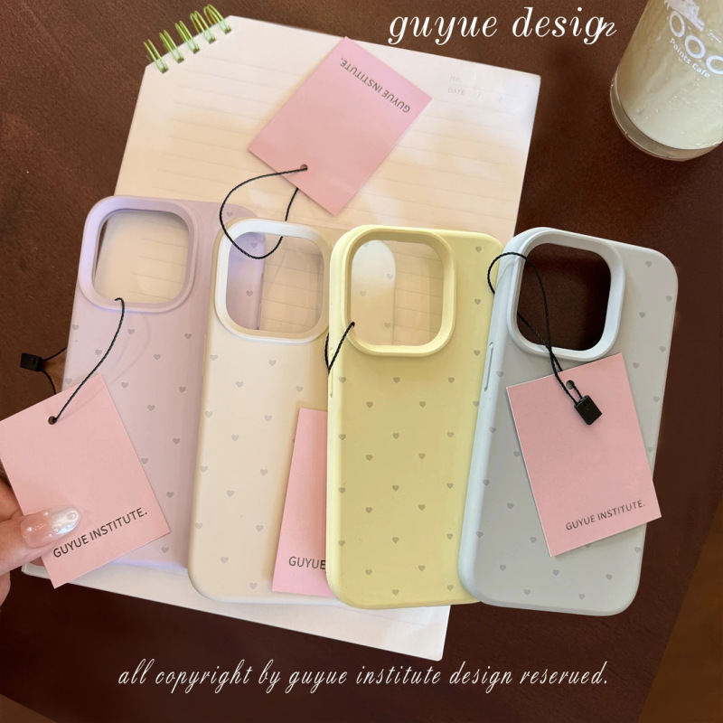 Ins-Style Full-Screen Small Hearts Suitable for iPhone 16/17 Phone Case, Apple 15 Liquid Case, Korean Style 13, Solid Color 12, Soft 14