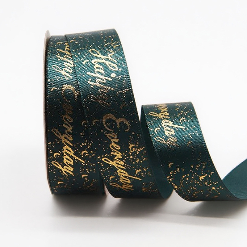 Cinta de 2,5 cm de impresión happy everyday vacaciones de Navidad regalo decoración cinta de impresión en caliente