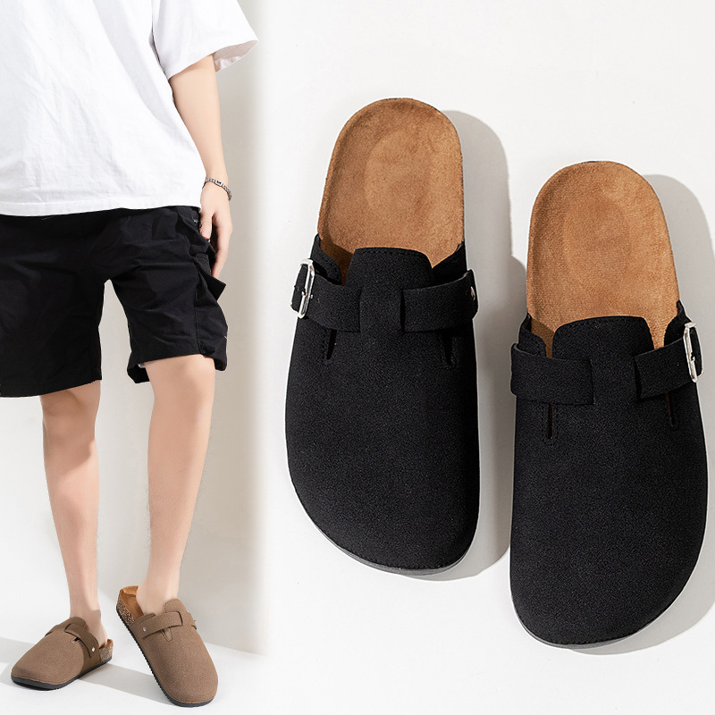 Hotwind Men's Shoes 6 Years Summer New Men's Retro Birkenstock Style Brown Casual Versatile Cork Sandals
