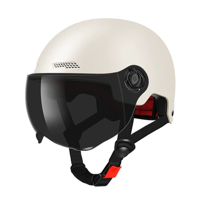 Summer Sun Protection Helmets, Motorcycle Safety Supplies - off-white-brown-short