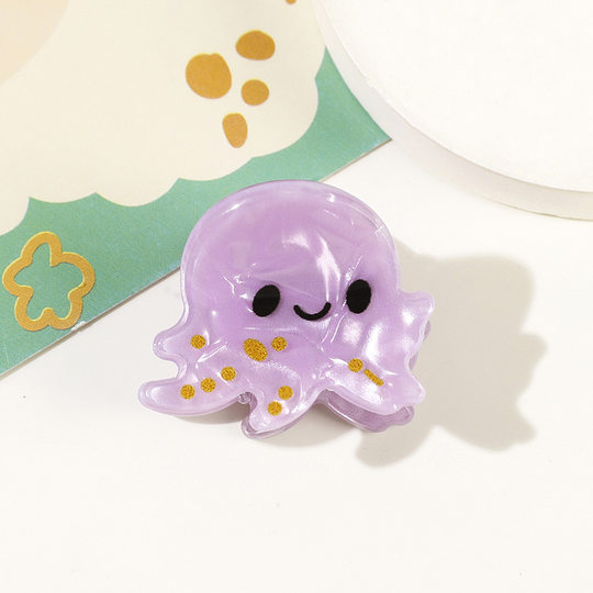 Cute Cartoon Ocean Series Small Imitation Acetate Claw Clips for Girls with Seashell, Dolphin, and Starfish Side Bangs Clips