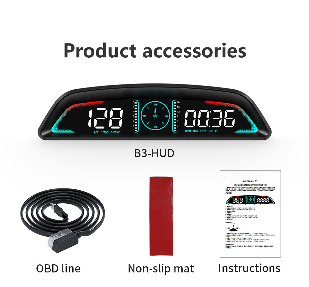 Car Head-Up Display (HUD) Vehicle Speed, Water Temperature, Fuel Consumption Display OBD High-Definition Multifunctional Car Instrument