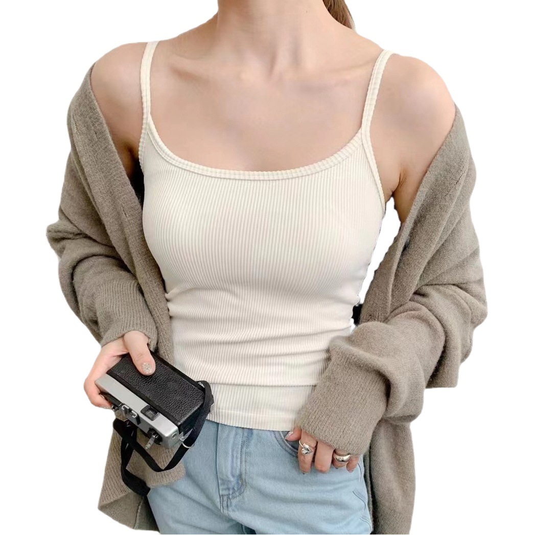 Belleza sin costuras hilo camisola chaleco largo de las mujeres de la Copa fija desgaste interior y exterior slim fit camisola de todo fósforo