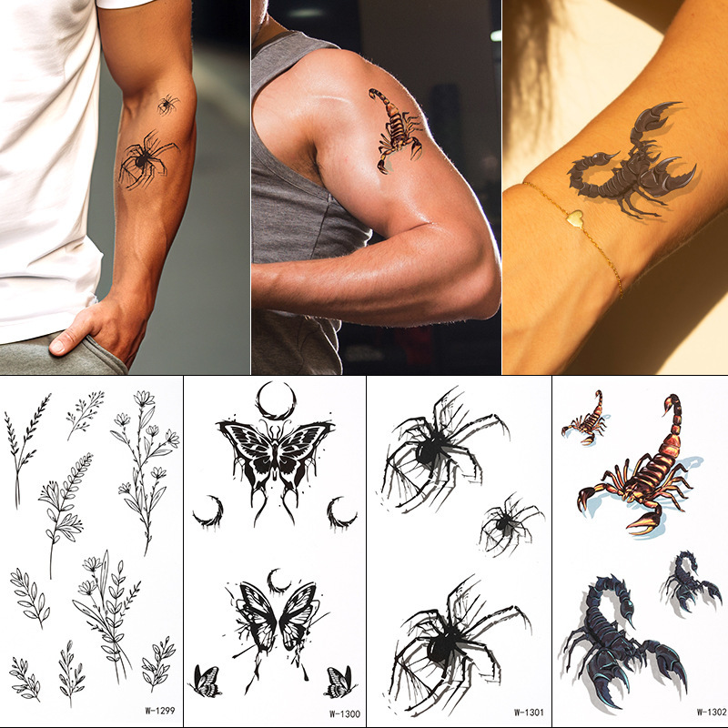 Zhengxiang 2025 cross-border tattoo stickers waterproof animal spider butterfly temporary tattoo waterproof tattoo sticker