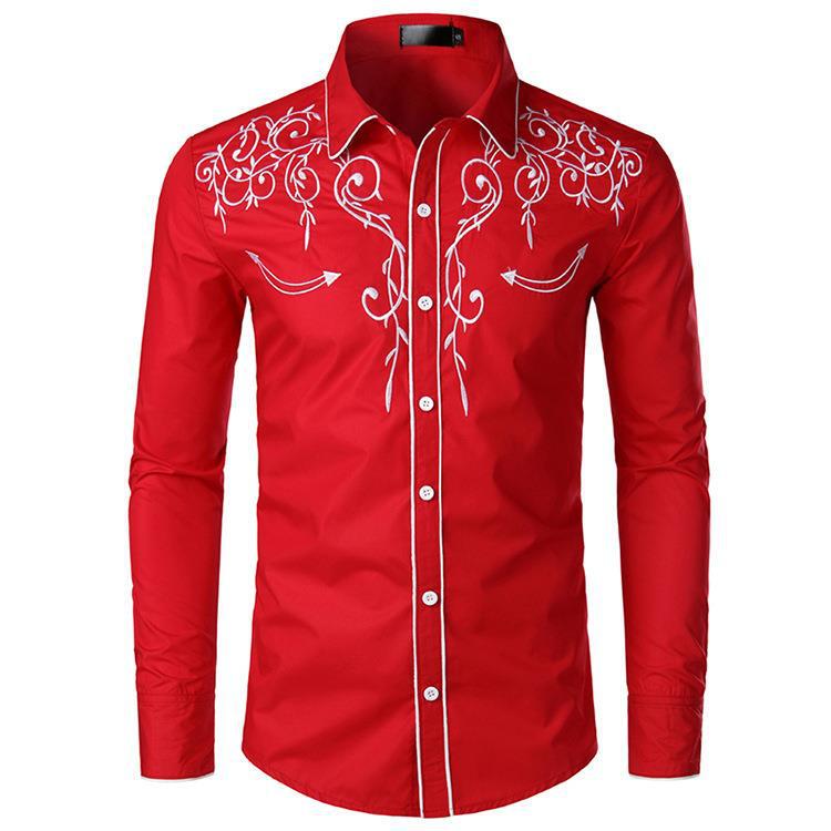 Cross-border Trade Fashion Embroidered Shirt Western American Style Shirt Western Denim Embroidered Shirt Cross-border Trade Fashion Embroidered Shirt Western American Style Shirt Western Denim Embroidered Shirt