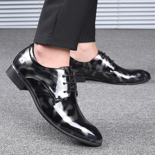 Sharp-headed British business men's formal leather shoes, stylish creative fashion large men's shoes