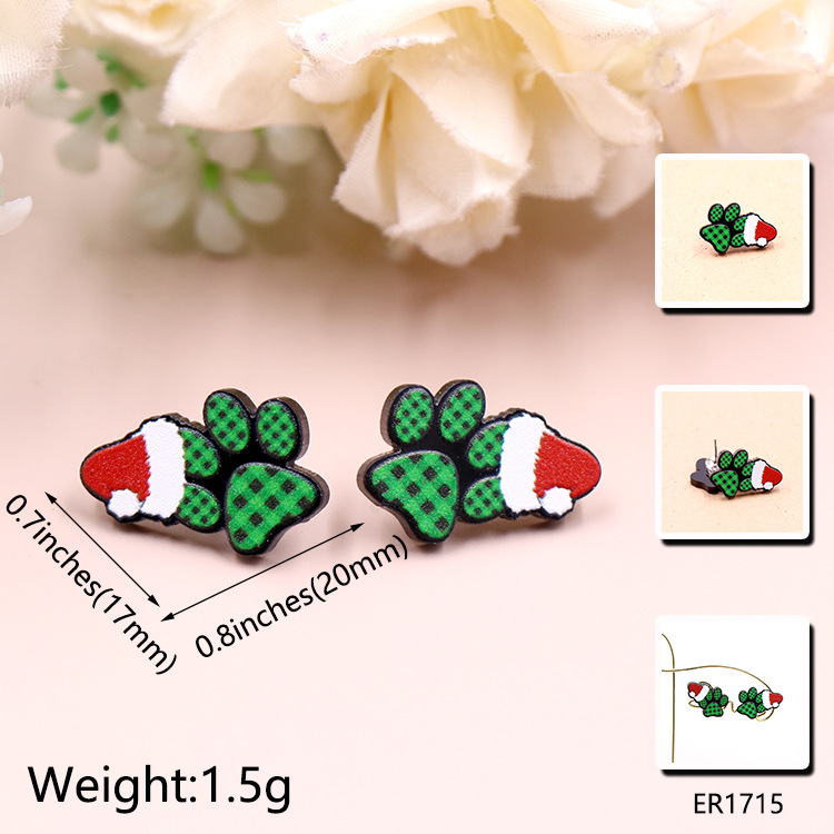 Wholesale Jewelry 1 Pair Fashion Christmas Hat Arylic Ear Studs display picture 1