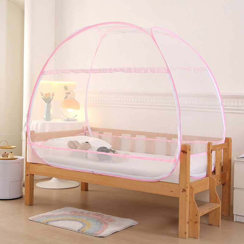 See-through Children's Bed Mosquito Net Installation-free High Full Bottom Three Door Side Door Crib Splicing Bed Yurt Students