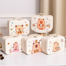 卡皮巴拉化妆箱大容量化妆品手提可爱化妆包卡通收纳盒防水立体