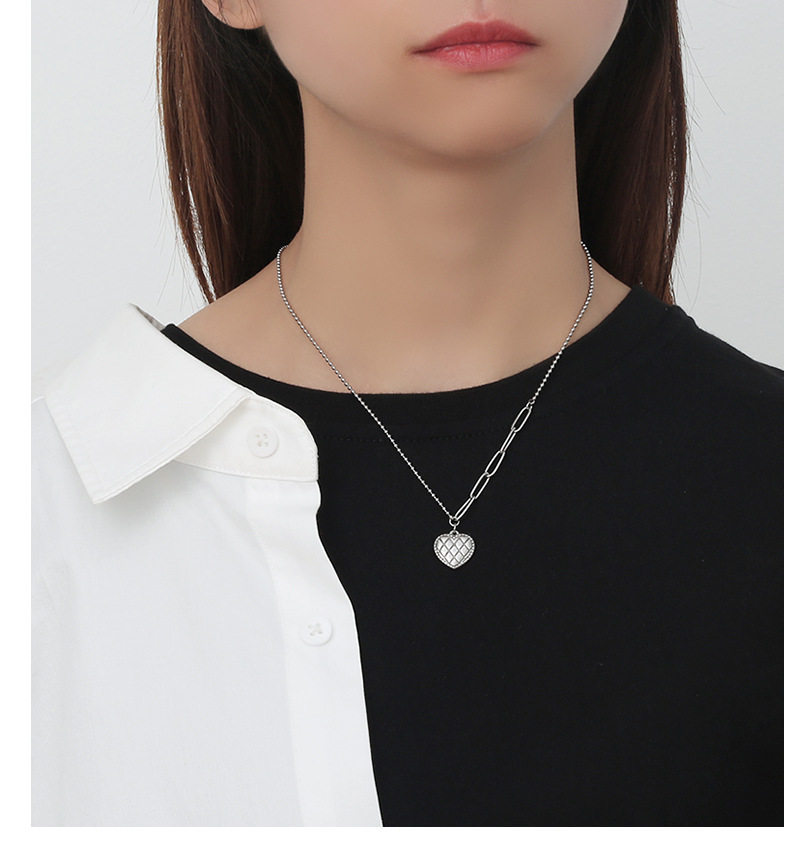 1 Piece Fashion Heart Shape Titanium Steel Inlay Zircon Pendant Necklace display picture 2