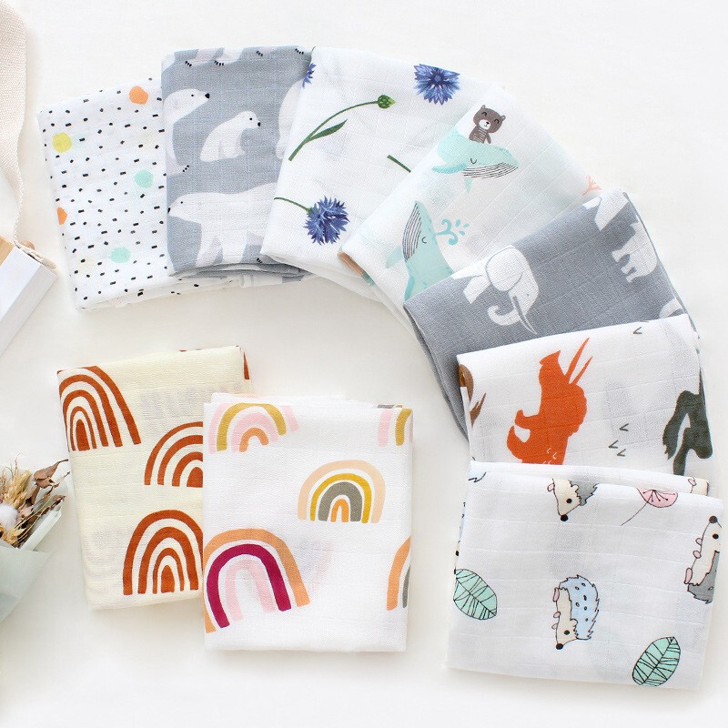 2026 New Model 60cm Double-Layer Bamboo Cotton Gauze Small Square Towel Baby Hand Towel Baby Bath Towel Newborn