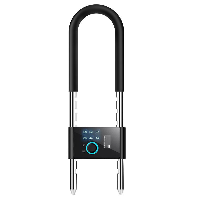 U字型ロック 指紋認証 パスワード Bluetooth APP ガラスドア 店舗用ロック IP65防水 USB充電式 スマート店舗用ロック|undefined