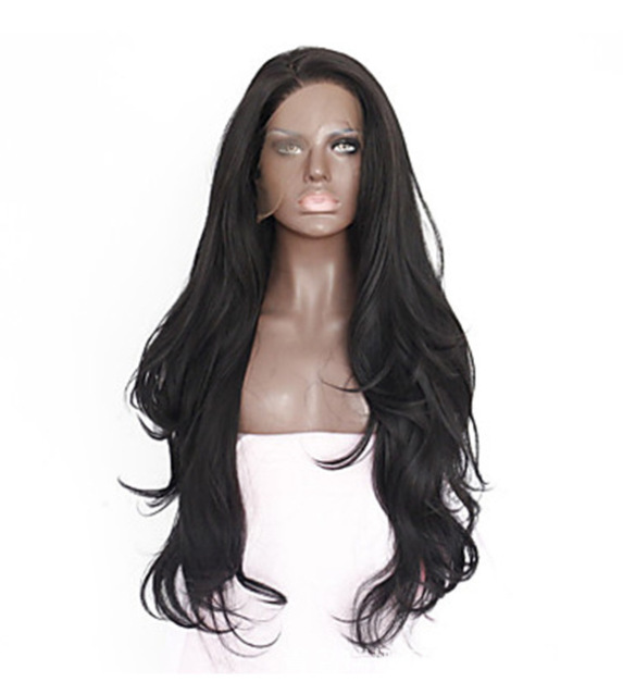 Peluca europea y americana, pelo largo y rizado, encaje negro, nuevo Lace Front Wigs