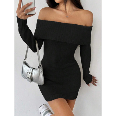 Q 66965 Off-shoulder women’s party dress 一字肩女士礼服裙