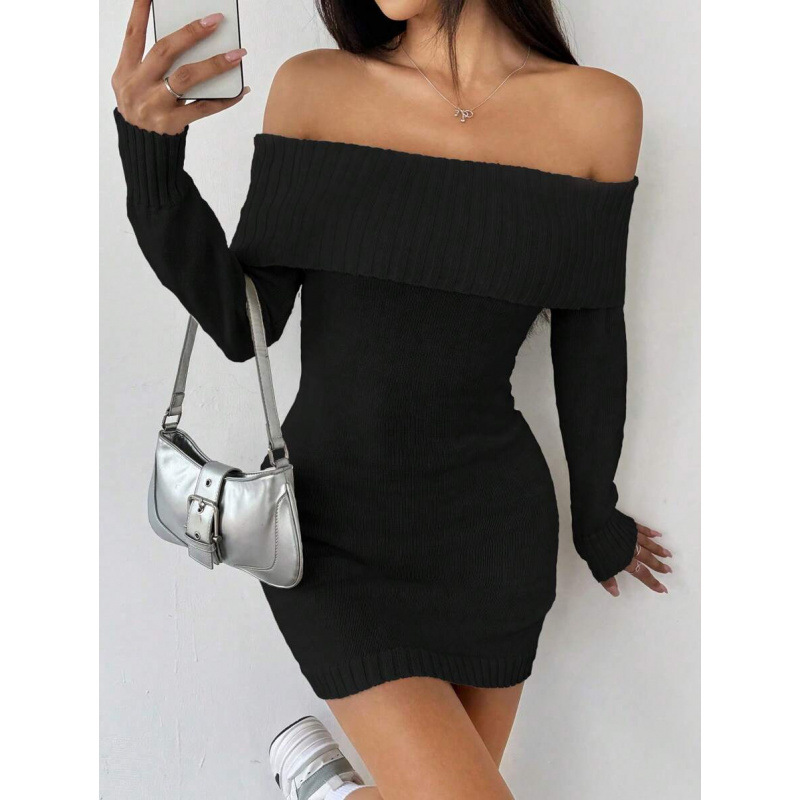 Q 66965 Off-shoulder women’s party dress 一字肩女士礼服裙