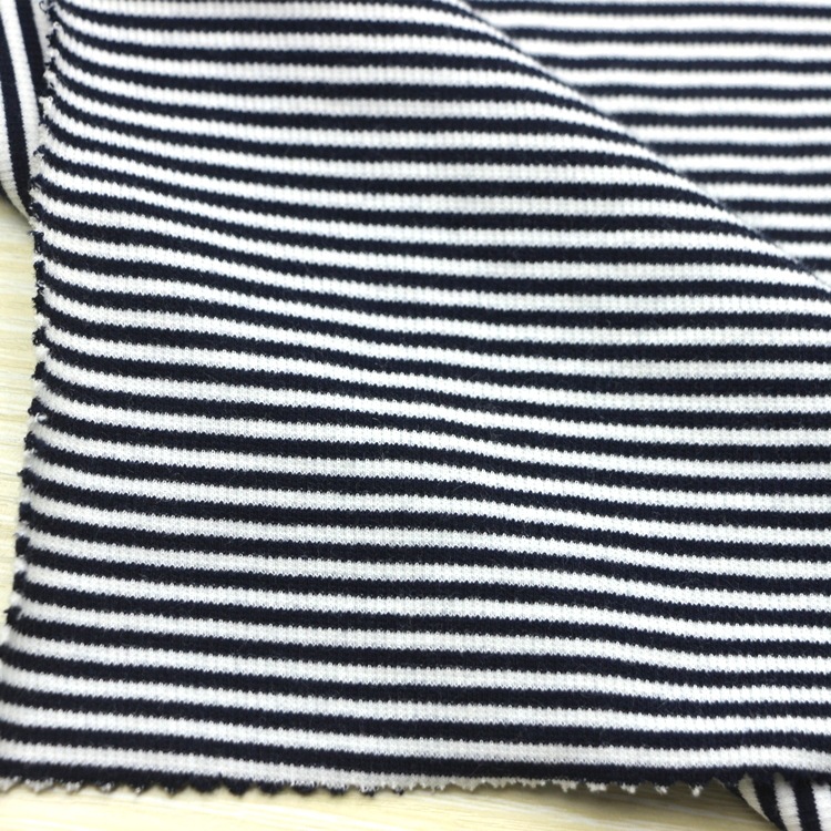 色织循环彩条螺纹罗纹布棉氨纶弹力3MM色织彩条2x2罗纹布服装面料