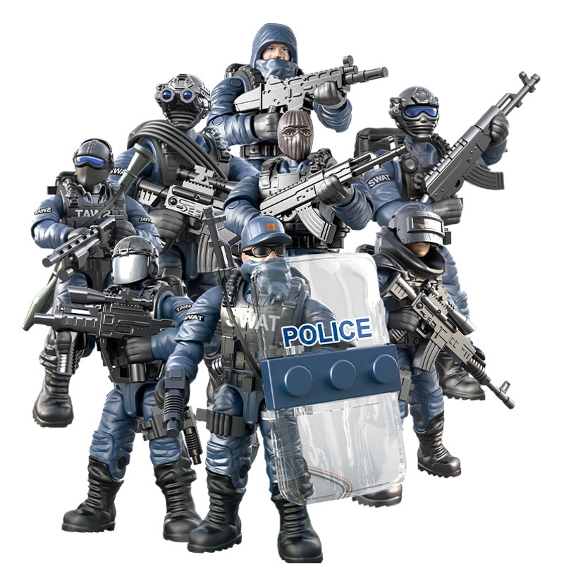 Xiangjun 9902 Lightning Special Police Man Weapon Boy Assembly Model Domestic Third Party Man Building Blocks 5.5cm