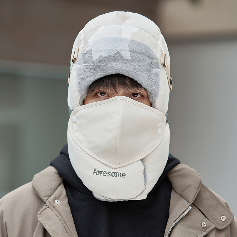 Trapper Hats Hat male winter cotton riding electric bike with wool thickened windproof ear protection hat warm Lei Feng hat female_voghion.com