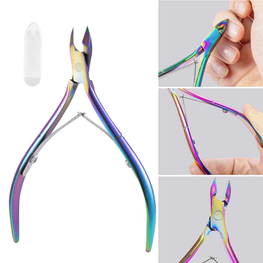 4 tijeras de manicura de piel muerta, borde de manicura para eliminar la piel muerta, tijeras de uñas profesionales de alto nivel para eliminar las uñas de cuerno barbado