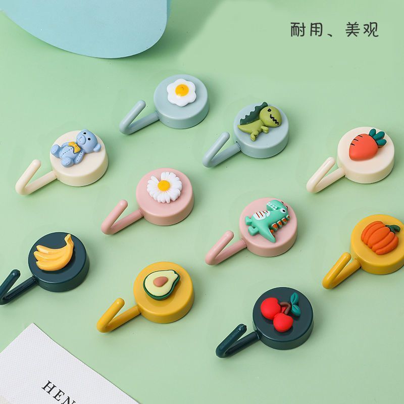 卡通挂钩可爱粘钩创意装饰钩强力壁挂粘胶勾免打孔门后墙壁小挂勾|undefined