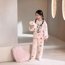 2025 冬女童史努比珊瑚绒睡衣套装 加厚儿童法兰绒家居服可爱卡通