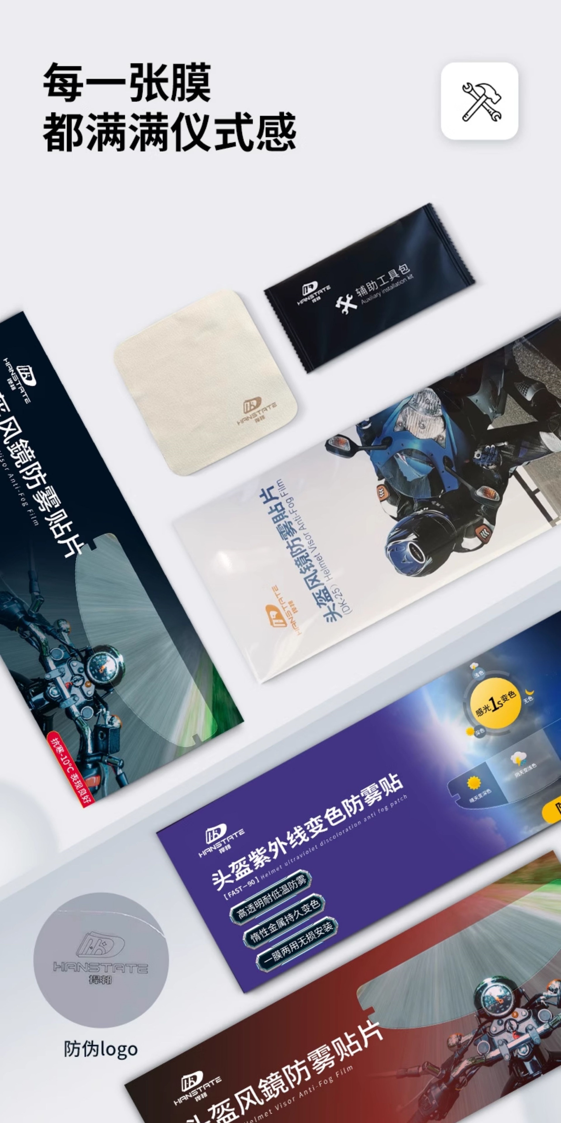 Suitable for HANSTATE anti-fog patch for motorcycle full-face helmets, universal anti-rain film for helmet visors to prevent fogging