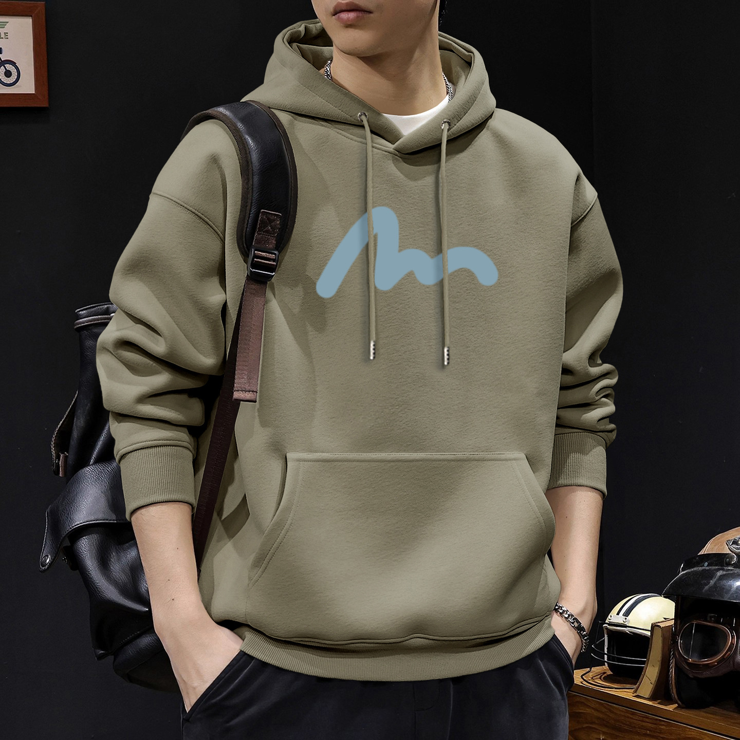 420g pesado chaqueta encapuchada de primavera y otoño marca de tendencia suelta nueva chaqueta juvenil americana vintage