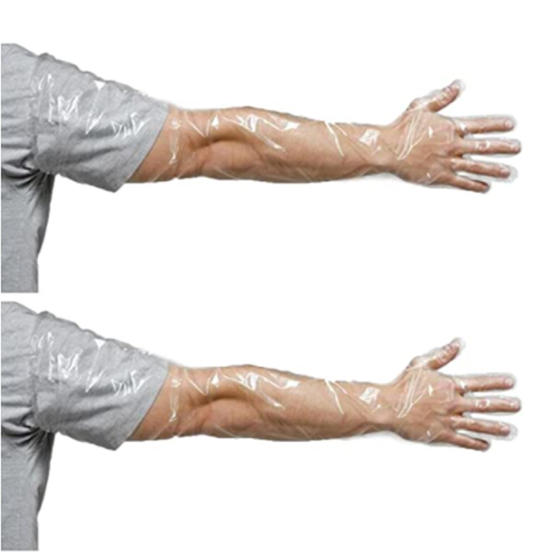 工厂现货LDPE+EVA兽医塑料PE兽用长臂手套 一次性长手套袋装盒装A