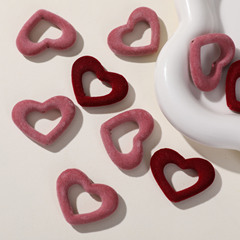 歐美輕奢高級感植絨鏤空桃心心形diy耳環耳飾女髮飾配飾材料批發