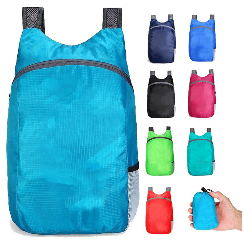 Mochila plegable de comercio exterior, logotipo de la agencia de viajes de almacenamiento, mochila de impresión publicitaria deportiva de ocio al aire libre ligero