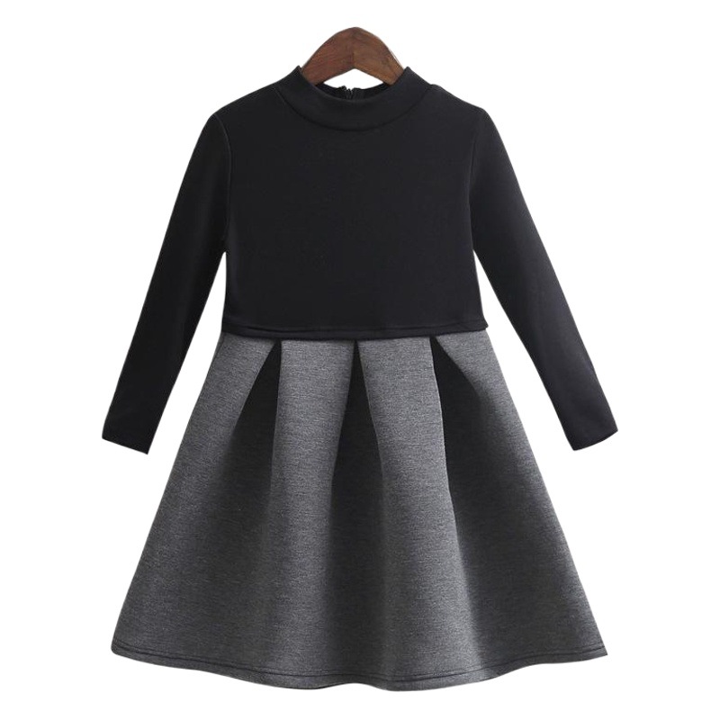 Nuevo vestido de las niñas PRIMAVERA/otoño e invierno forrado de lana estilo coreano cálido de manga larga para niños medianos y grandes mullido vestido de princesa