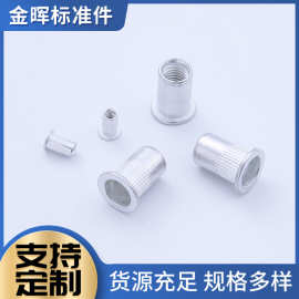 厂家直供纯铝平头竖纹通孔铆螺母 圆柱空心大头铝铆螺母批发