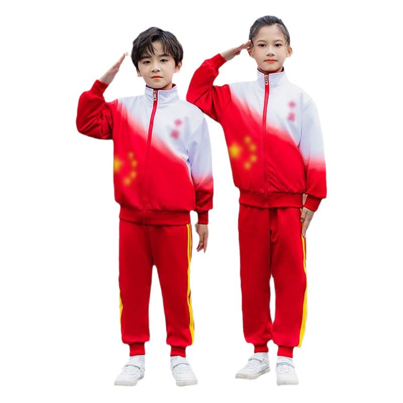Школьная форма для учащихся начальной школы Весенняя и летняя одежда в красном китайском стиле