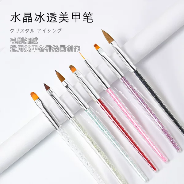 Factory Direct nail art wholesale crystal pen painted hand painted crystal nail pen single carved pollen extension tool pen