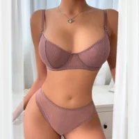 Взрывной Lingerie Женский бюстгальтер Ультратонкий дышащий горячий горячий сексуальный нижнее белье трусики набор
