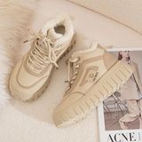 Туфли, спортивная зимняя флисовая высокая повседневная обувь для отдыха на платформе, удерживающие тепло короткие сапоги