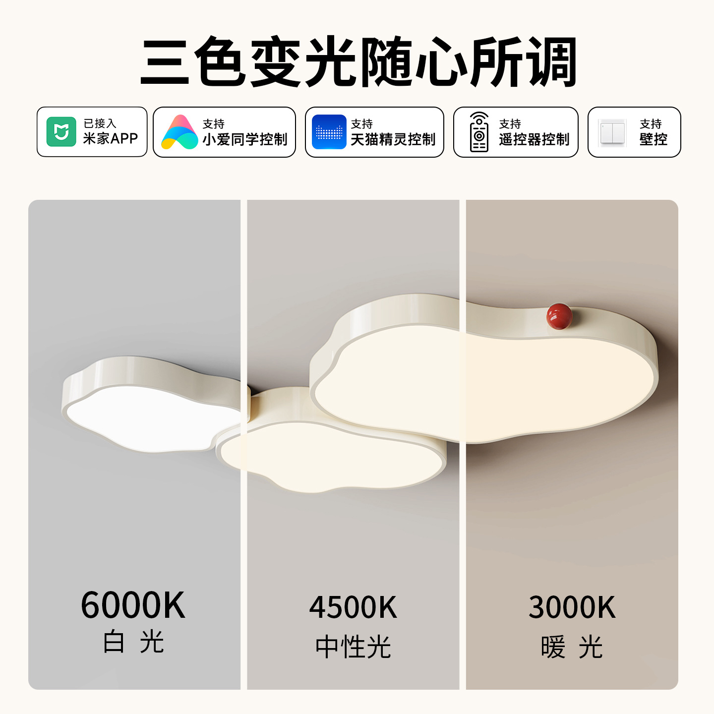Lámpara de techo de la sala de estar francesa moderna y simple dormitorio crema lámpara de viento habitación de niños luz de nube iluminación principal 412L