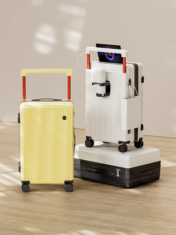 クロスボーダーハイエンドスーツケースワイドトロリー丈夫で耐摩耗性 24inch カップホルダーサイレントユニバーサルホイールトラベルパスワードボックス