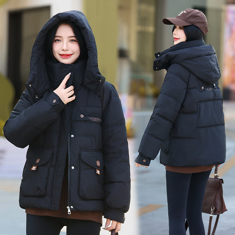 올해 인기있는 아보카도 그린 다운 코튼 패딩 재킷 2024 작은면 패딩 재킷 패션 슬리밍면 패딩 재킷 여성의 겨울