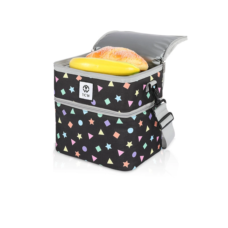 Double-layer capacious travel thermal bag, lunch box bag