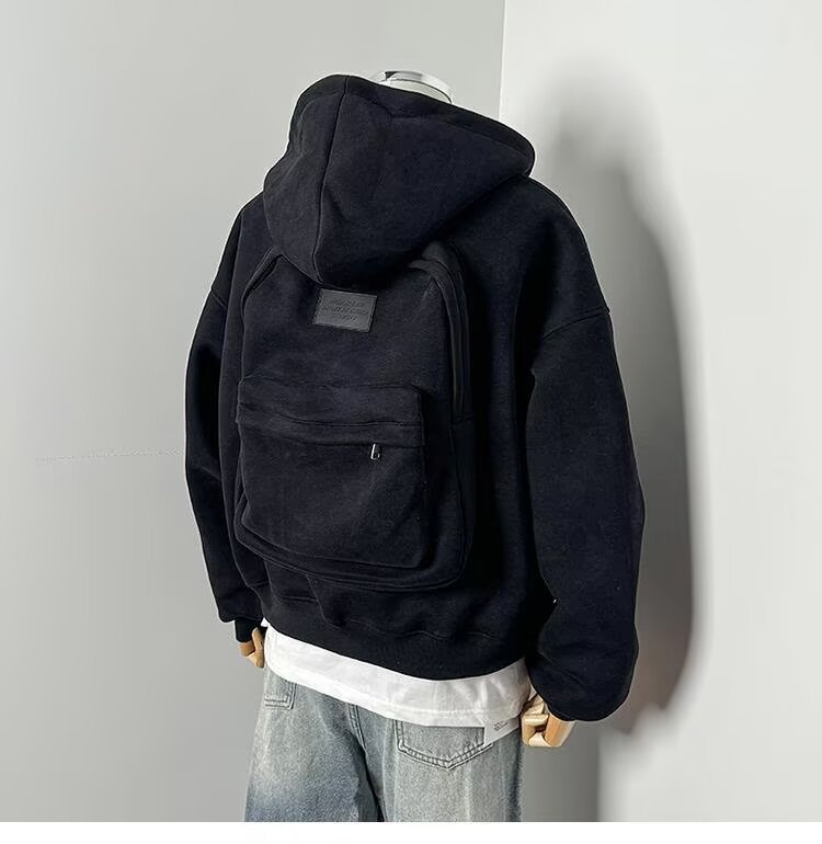 Men's Hooded Oversized Sweatshirt With Schoolbag Design Jacket_voghion.com
