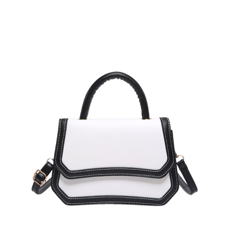 2024 otoño nueva línea de moda para mujer bolso cuadrado pequeño portátil color de contraste costura estilo occidental estilo occidental bolso de mensajero de un solo hombro