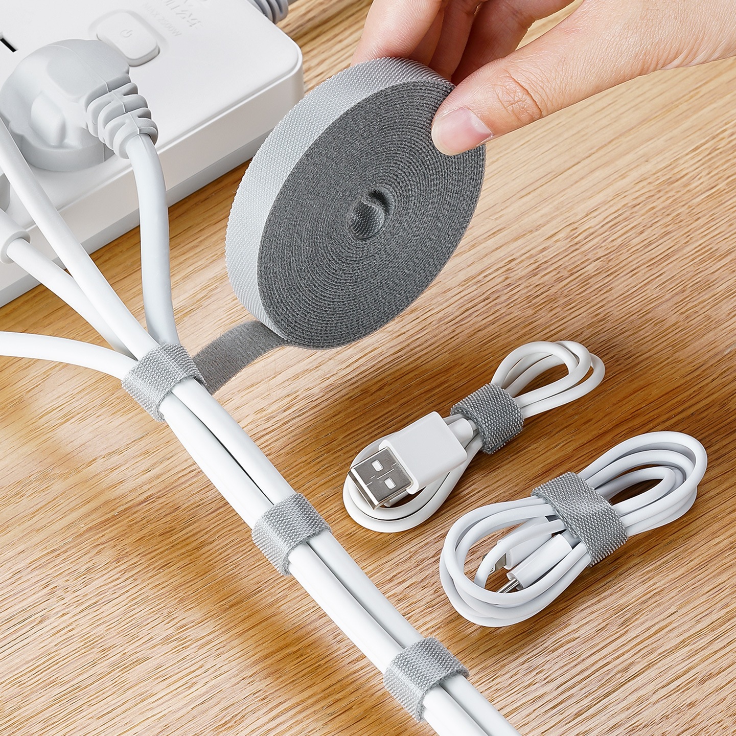 日本数据线收纳魔术贴扎带理线器电脑束线带桌面电线固定绑带