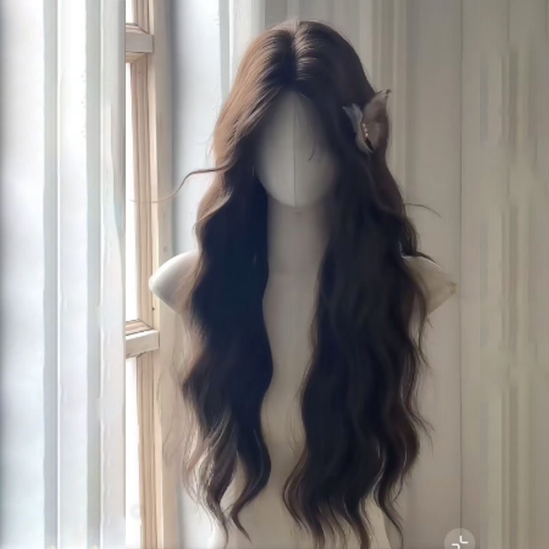 Connie Wig [Doll Doll] Fuldkopper til Kvinder, Realistisk Hår, Midterparti, Vandbølge Stil