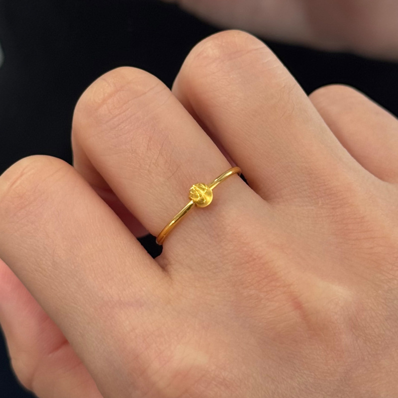 Gold Brushed Cat-Eye Round Bead Ring 2026 New Model Light Luxury Exquisite Fashion Elegant Niche Design Jewelry Ring Gold Brushed Cat-Eye Round Bead Ring 2026 New Model Light Luxury Exquisite Fashion Elegant Niche Design Jewelry Ring
