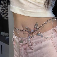 性感純欲風蝴蝶腰鏈珍珠流蘇疊戴長款鎖骨鏈時尚輕奢個性身體鏈女